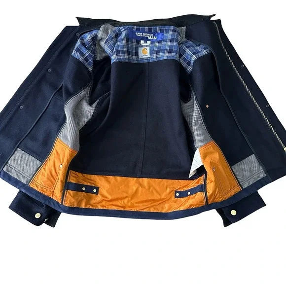 Carhartt Junya Watanabe Comme des Garçons Mens Blue Reflector Work Jacket Size M